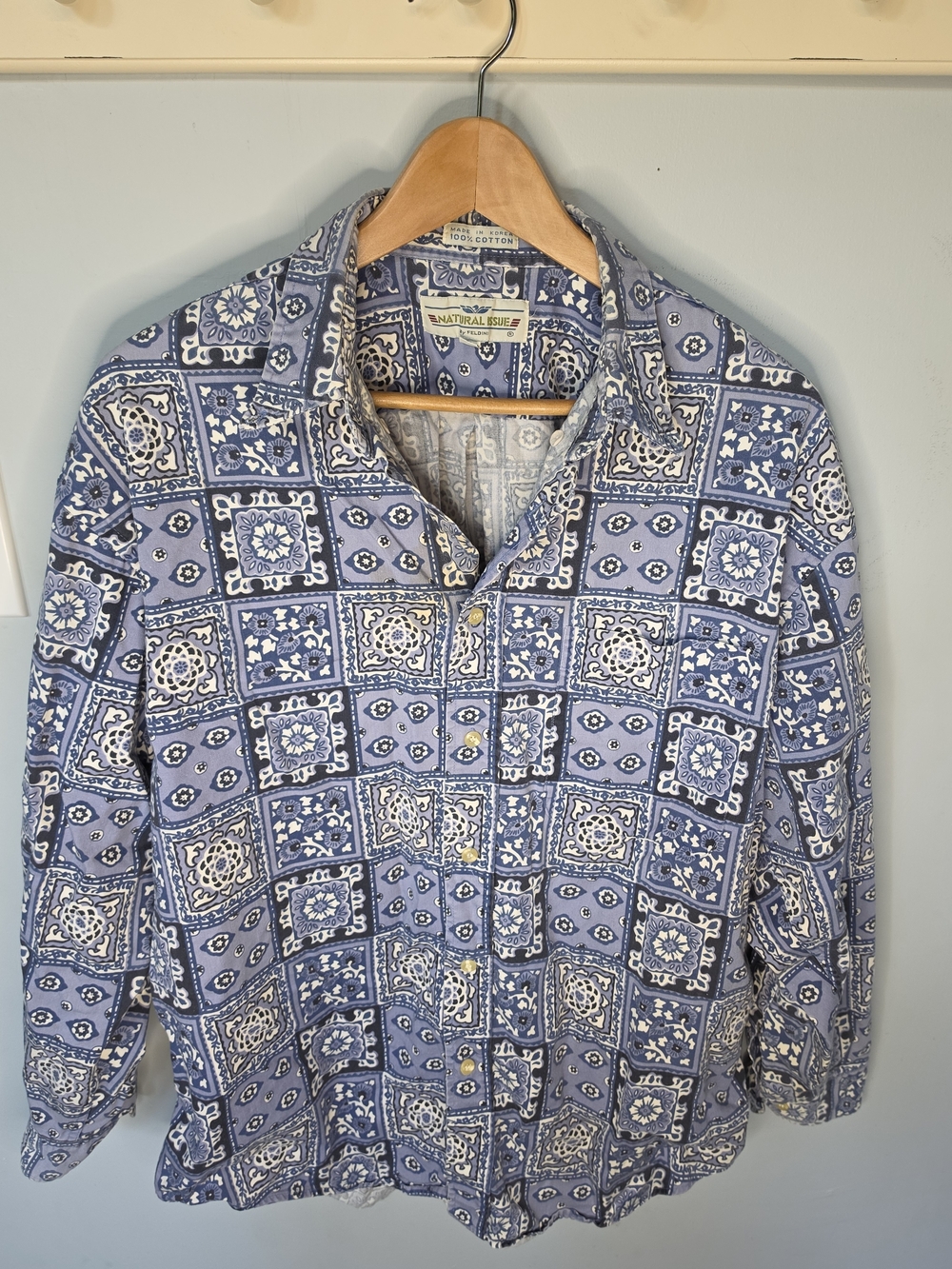 Natural Issue By Feldini Vintage Bandana Patchwork Print Button Up Shirt Large